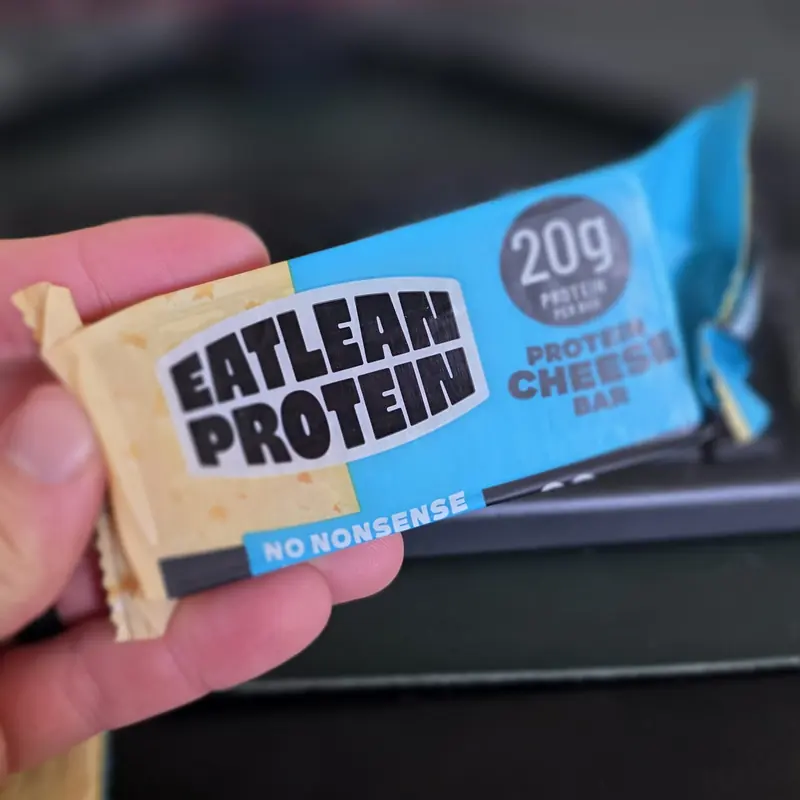 An Eat Lean protein cheese bar in its wrapper