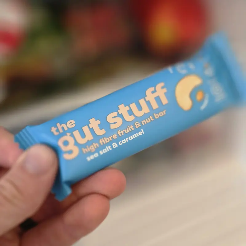 A Gut Stuff high fibre sea salt and caramel fruit and nut bar